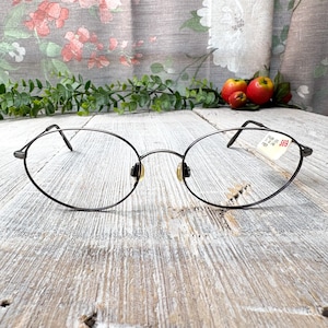 Round/oval eyeglass frames only pewter tortoiseshell glasses deadstock vintage eyewear 1990s fashion accessories unisex/men/women eyeglasses