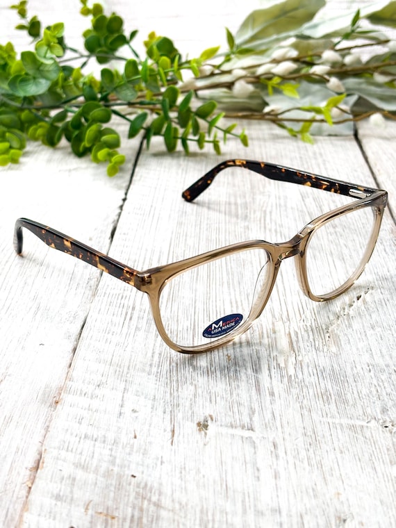 Square Brown Tortoise-Shell Eyeglass Frames: Vint… - image 1