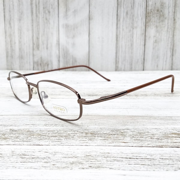 y2k glasses vintage eyeglasses | small rectangle eyeglass frames | metal frames silver, brown | clear lens glasses