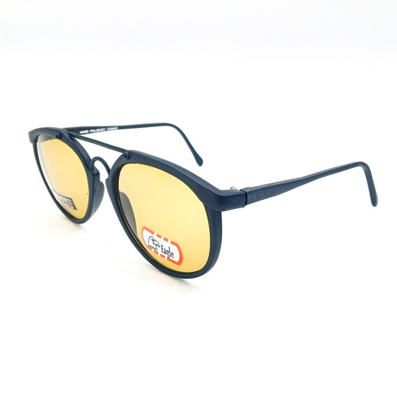 round aviator pilot sunglasses black plastic sung… - image 2
