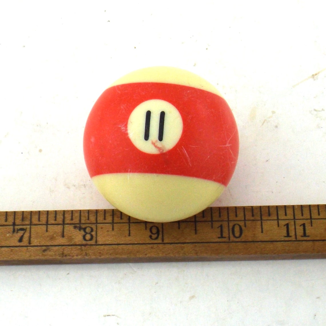 Single pool ball number 11 vintage red stripe billiard ball Etsy