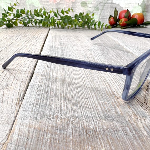 Clear Blue Square Eyeglasses Frames: 1990s Vintag… - image 2