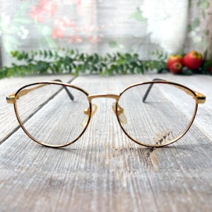 eyeglass frames only gold tortoiseshell 52[]18/135 round eyeglasses unisex/men/women fashion accessories deadstock vintage nos glasses 1990s