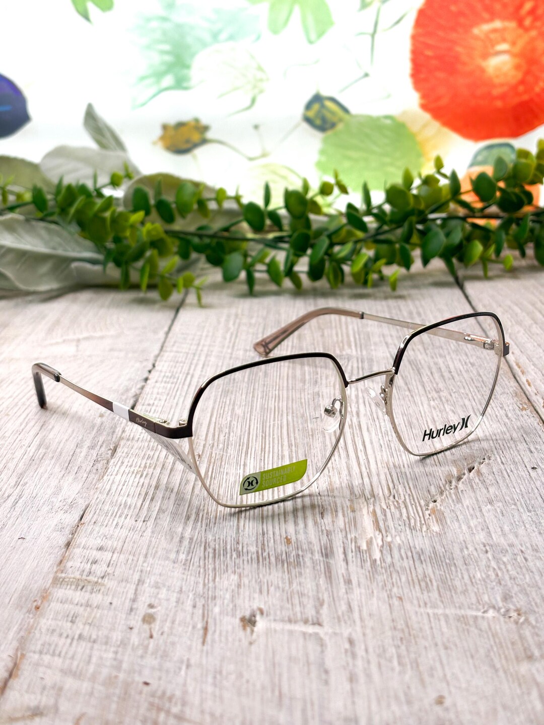Hurley Octagon Eyeglasses: Brown and Silver Metal Frames, 53[]18-140 - Etsy