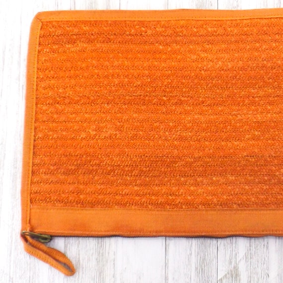 vintage italian envelope purse | orange straw pur… - image 4