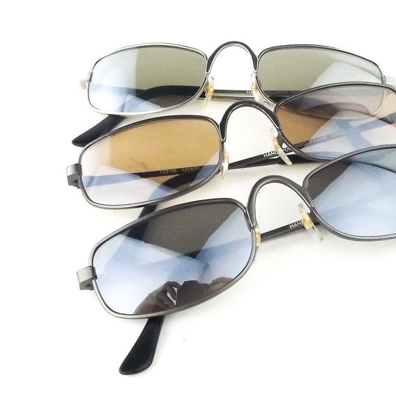 Deadstock Genuine Vintage 90s Style Hip Hop Rectangle Sunglasses Gunmetal Frame