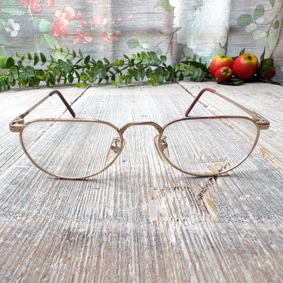 Vintage Light Gold Eyeglass Frames: 1990s Unisex … - image 1