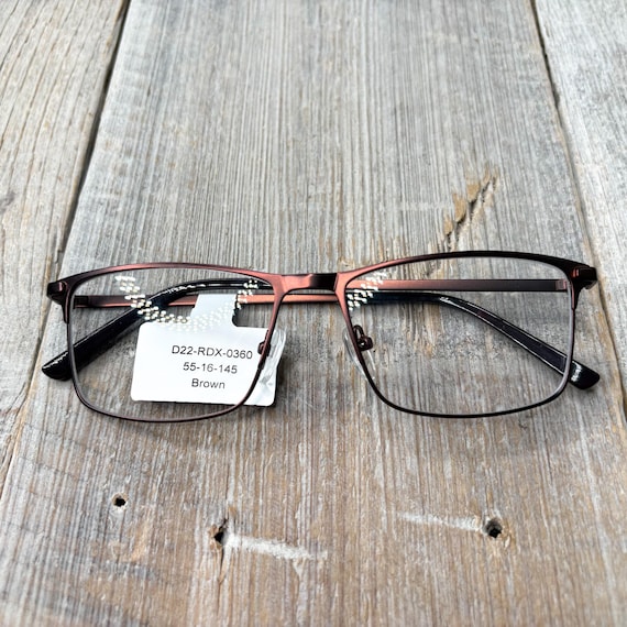 Metallic Brown Square Eyeglasses Frames: Unisex V… - image 6