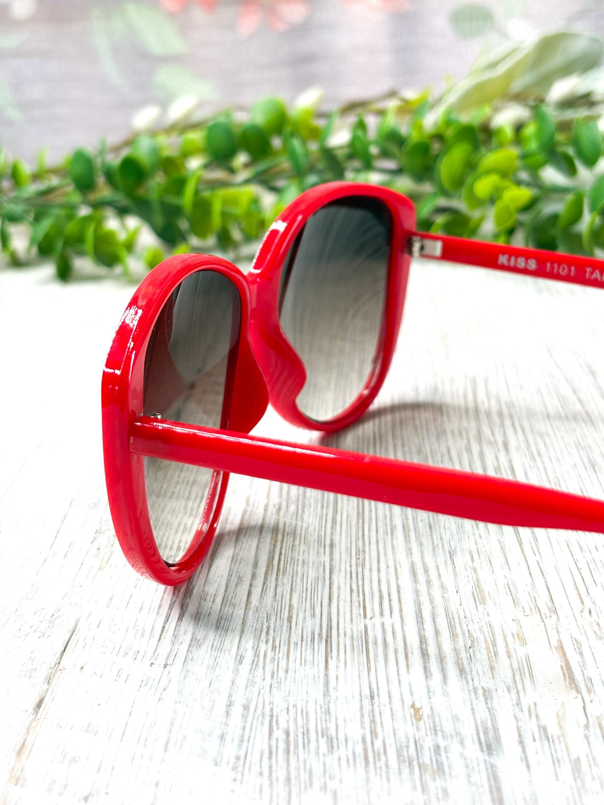 Oversized Round Red Cat-eye Sunglasses - Etsy display picture 2