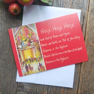 Tarjeta de Navidad, alegría, paz, felicidad, tarjeta de felicitación sagrada, iglesia, templo, María, José, el niño Jesús, papelería vintage, estética retro, madre y padre