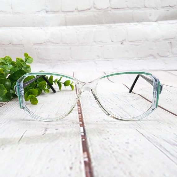 1980s large oval eyeglasses blue black vintage ey… - image 2