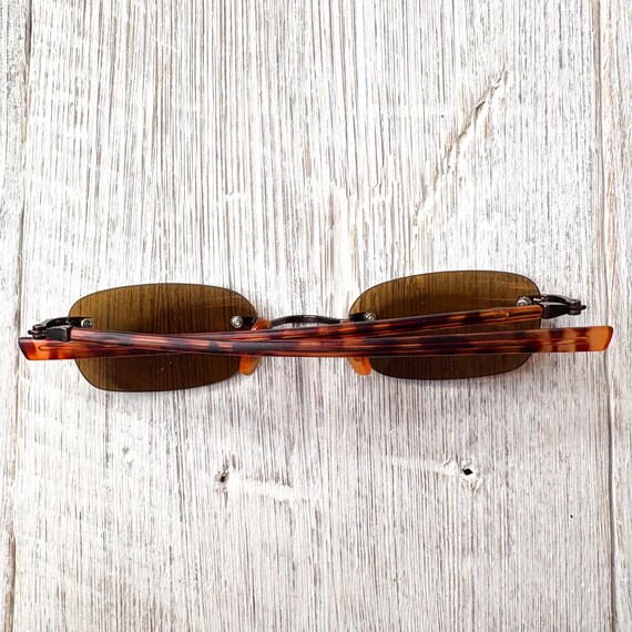 Rimless Rectangle Sunglasses: Copper Lens, Tortoi… - image 7
