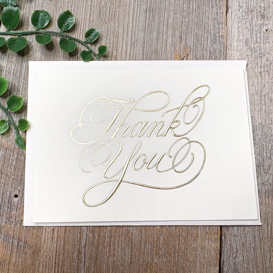 Gold Embossed Thank You Card - Vintage Deadstock - Etsy