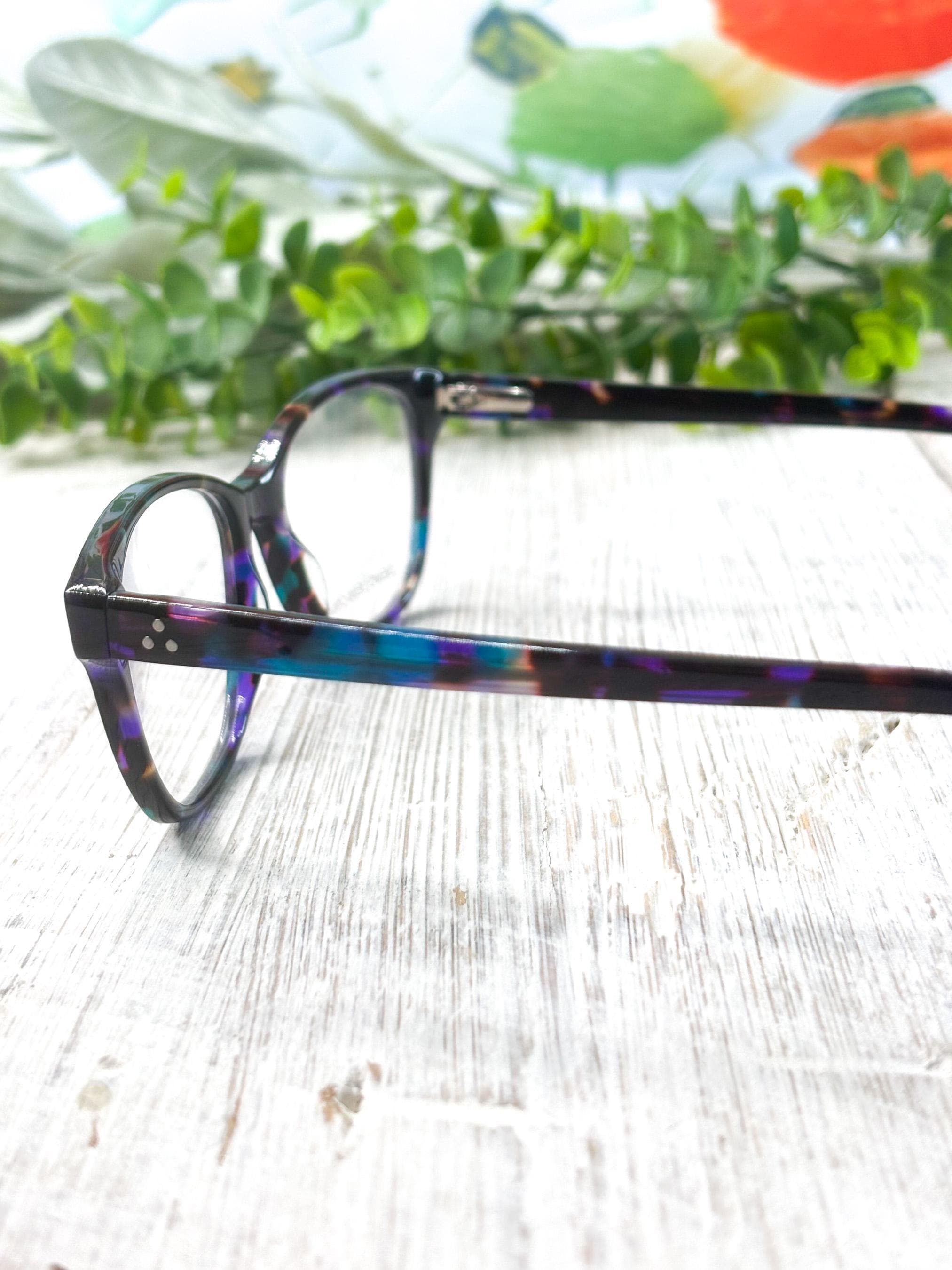 Purple Tortoise-shell Eyeglass Frames: Wayfarer Plastic Glasses, 52[]17 ...