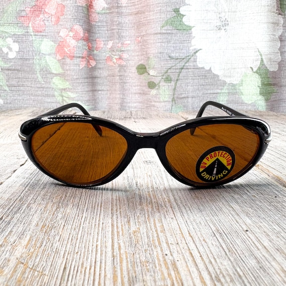 1990s Oval Cat-eye Sunglasses Amber Glass Lenses Uv  display picture 1