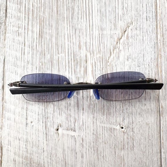 Rimless Rectangular Sunglasses: Blue Lens, Silver… - image 7