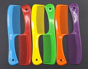 NOS vintage comb 70s 80s unbreakable plastic | large pocket comb | hair styling accessories | blue green purple black brown red yellow pink