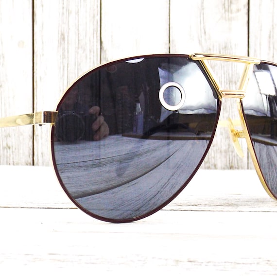 1980s sunglasses vintage sunglasses gold aviator … - image 1