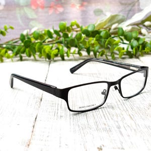 Anteojos rectangulares de metal negros: monturas graduadas 48[]16-130