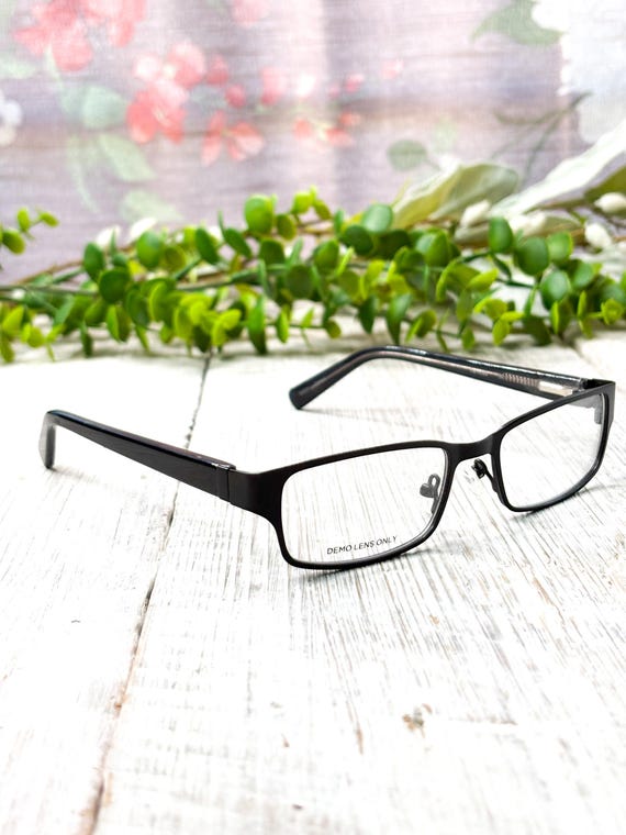 Black Rectangular Metal Eyeglasses: Prescription … - image 1