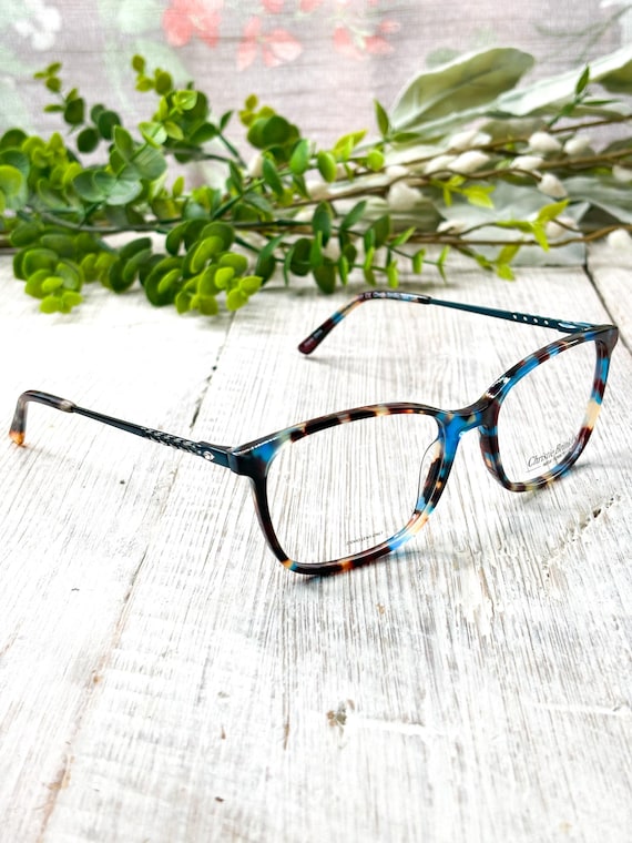 Square Blue Tortoise-Shell Eyeglass Frames: 54[]1… - image 1