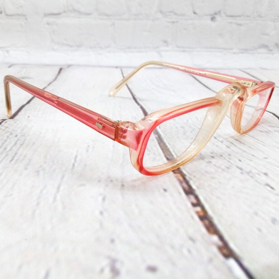 1980s half frame eyeglasses pink vintage eye glas… - image 3