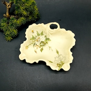 vintage matte porcelain dish hand painted marked