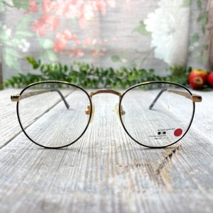 eyeglass frames only blue-demi light gold 50[]18/140 big round metal eyeglasses nos/vintage/deadstock glasses unisex/men/women 90s eyewear