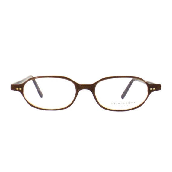 Italian eyeglasses studioline slim oval brown and black | Etsy
