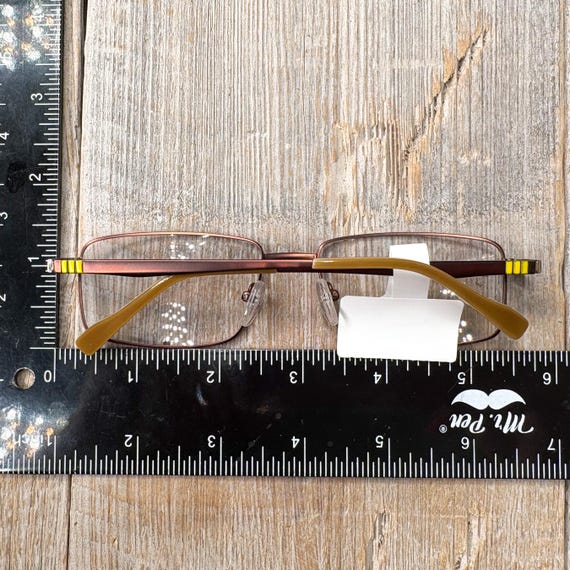 Vintage Square Eyeglasses Frames: Brown & Yellow … - image 5