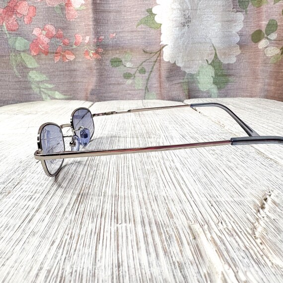 Vintage Rectangular Sunglasses: Blue Lens Silver … - image 3