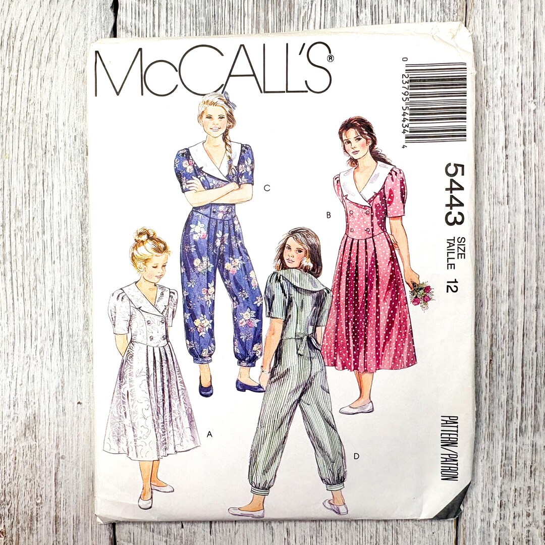 Vintage Sewing Pattern Mccalls' 5443, Uncut: Girls (size 12) Dress and ...