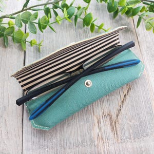 occhiali da vista blu acqua custodia in metallo rigido occhiali piccoli montatura piccola occhiali fodera a righe nere/bianche unisex/uomo/donna accessori accessorio