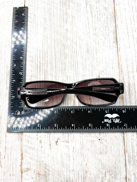 Black Wrap-Around Sunglasses with Grey Lenses and Silver Accents View 5