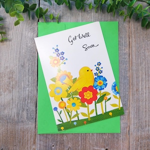 Gute Besserung Grußkarte Gute Besserung Genesungs Baby Küken Grußkarte mit Blumen Motiv Mutter und Freunde Made in den usa