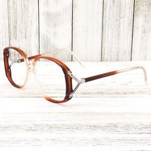 vintage NOS 70s eckige Brille übergroße Korrekturbrillen rote kunststofffassungen klar silber metall hipster Brillen Damen Bild 3