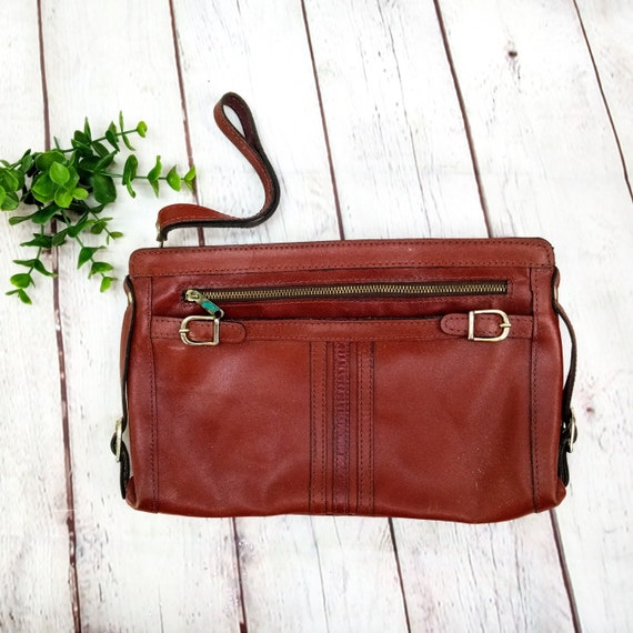 80s vintage brown leather wristlet purse, pacific… - image 2