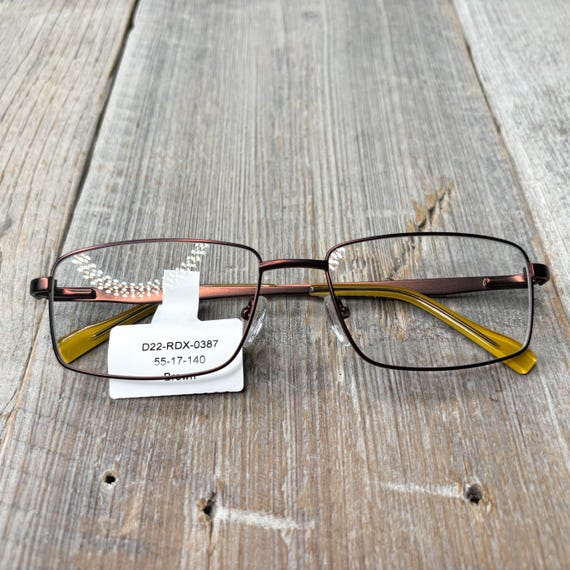 Vintage Square Eyeglasses Frames: Brown & Yellow … - image 6