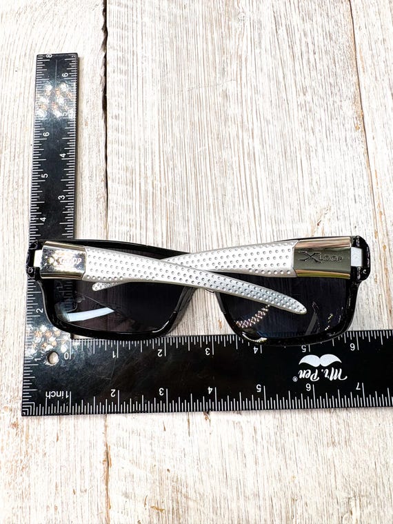 Oversized Black/Silver Wrap-Around Sunglasses: Dark Lenses View 5