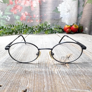 Round satin metallic blue eyeglass frames only 90s deadstock vintage fashion accessories glasses unisex/men/women eyeglasses 1990s retro
