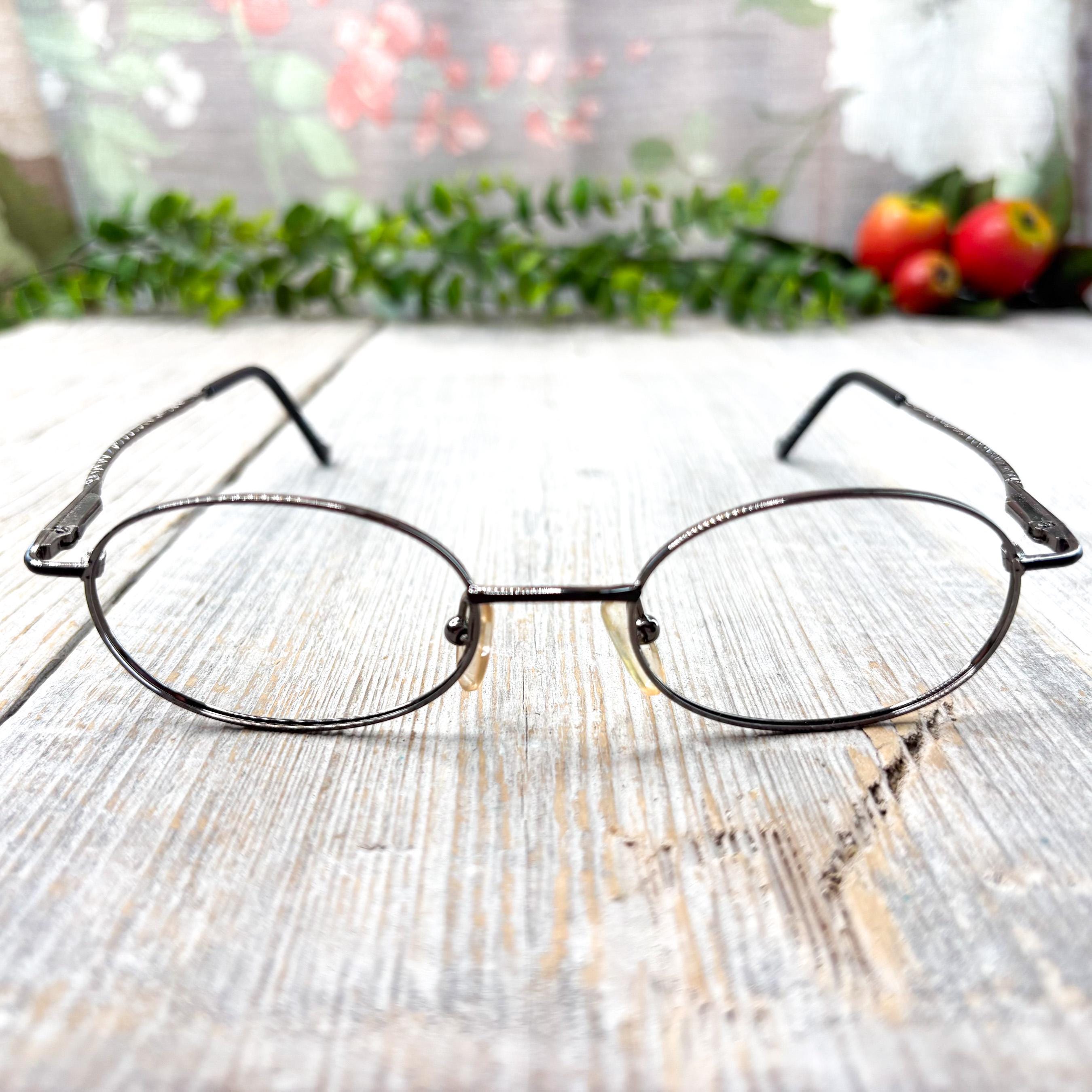 eyeglass frames only 48[]19 pewter black eyeglasses unisex/men/women deadstock/vintage/nos glasses 1990s