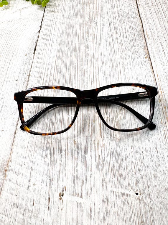 Square Tortoise-Shell Eyeglass Frames: 56[]18-145… - image 6