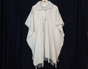 60s 70s vintage wool cape poncho with fringe
