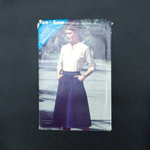 80s vintage womens sewing pattern see & sew buttericks 3095 miss size A 8-10-12 flared wrap skirt