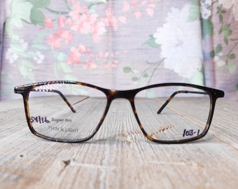 Vintage Square Tortoiseshell Eyeglasses Frames - Unisex Acetate Eyewear NOS