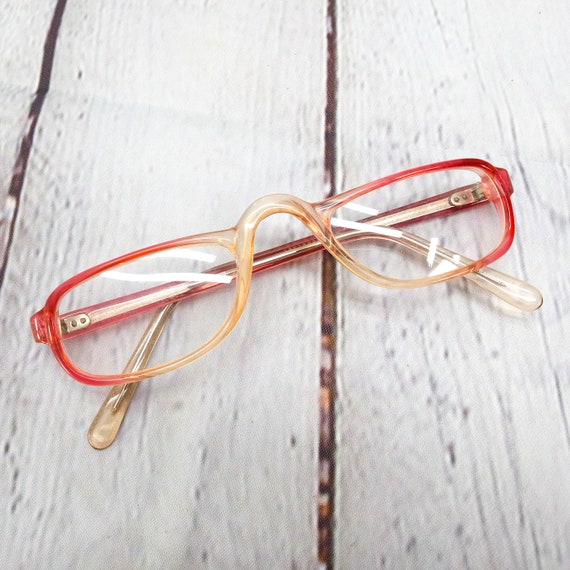 1980s half frame eyeglasses pink vintage eye glas… - image 4