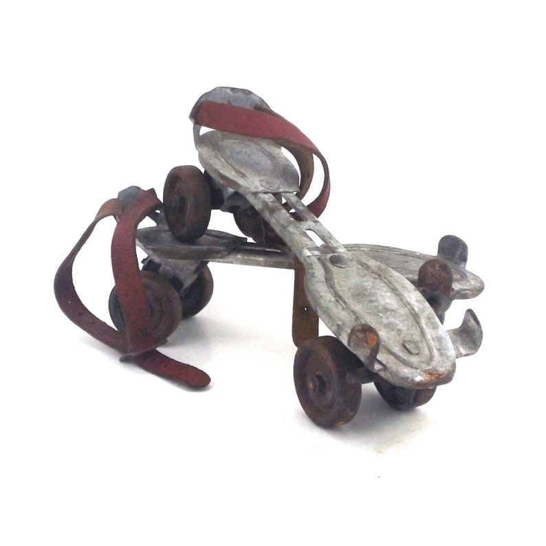 50s vintage metal roller skates adjustable size rusty home Etsy