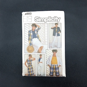 80s vintage womens sewing pattern simplicity 6885 miss size 10 jacket, top, pants, shorts, wrap skirt
