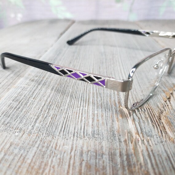 Silver & Purple Square Eyeglass Frames - Vintage … - image 6