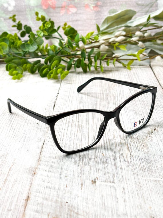 Square Cat-Eye Eyeglass Frames: Black Glasses 56[… - image 1